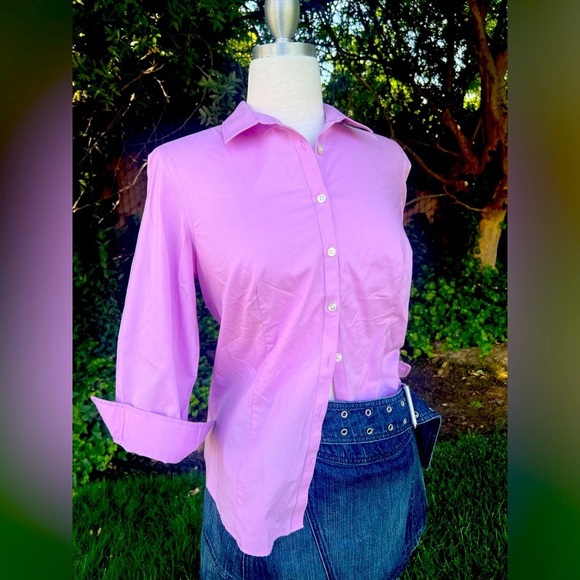 Eddie Bauer Lavender 3/4 quarter sleeves Button-Up Shirt - Picture 3 of 6